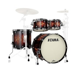 Tama Starclassic Maple MA42TZBNS-MBB, 4-Piece Shell Set, Black Nickel Hardware, Molten Satin Brown Burst