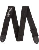 Fender® Black Polyester Logo Straps, Black with Fender Logo / Gray