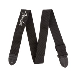 Fender® Black Polyester Logo Straps, Black with Fender Logo / Gray