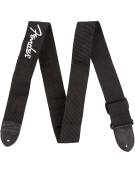 Fender® Black Polyester Logo Straps, Black with Fender Logo / White