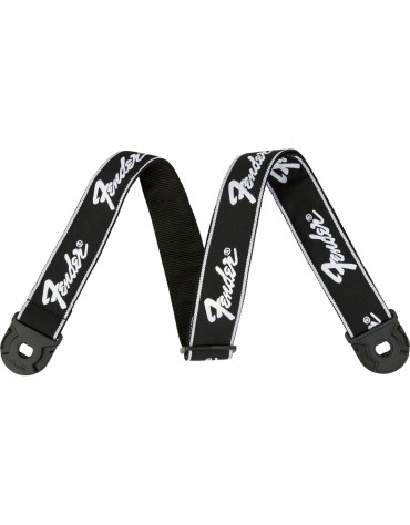 Fender Quick Grip Locking End Strap, Black with White Logo