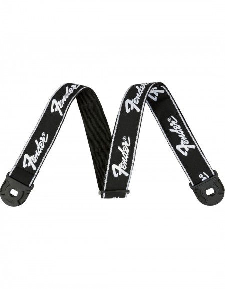 Fender Quick Grip Locking End Strap, Black with White Logo