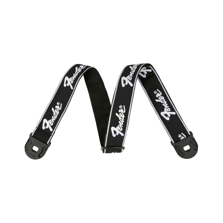 Fender Quick Grip Locking End Strap, Black with White Logo
