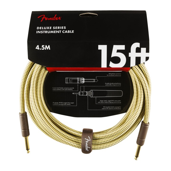 Fender 15ft Deluxe Series Instrument Cable, Tweed
