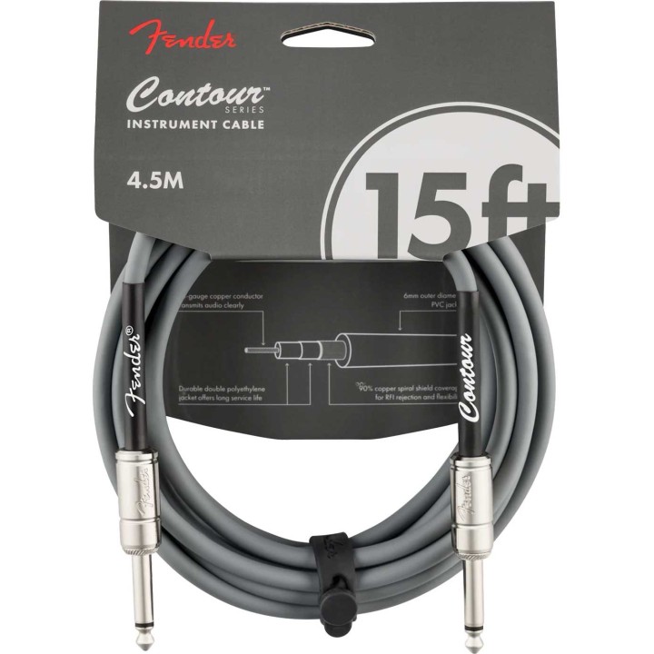 Fender 15ft Contour™ Series Instrument Cables, Inca Silver