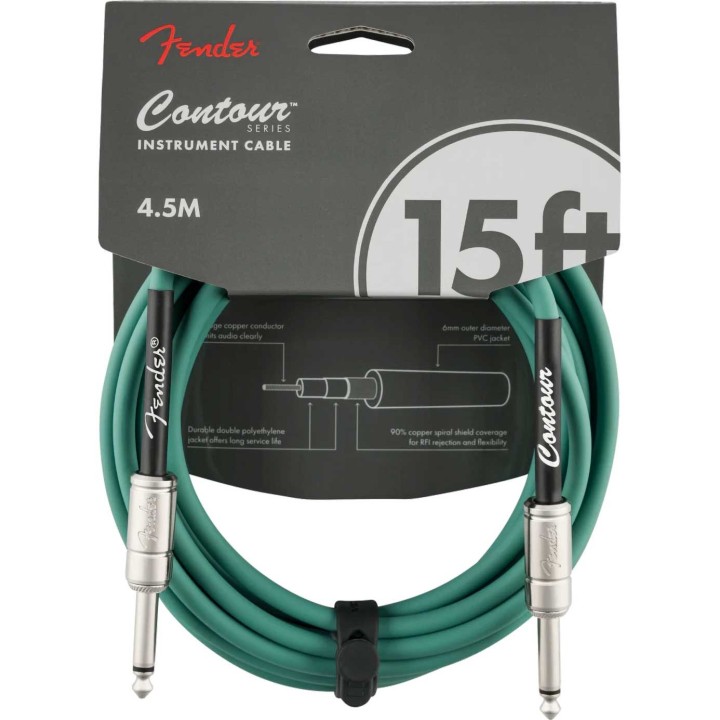 Fender 15ft Contour™ Series Instrument Cables, Sherwood Green