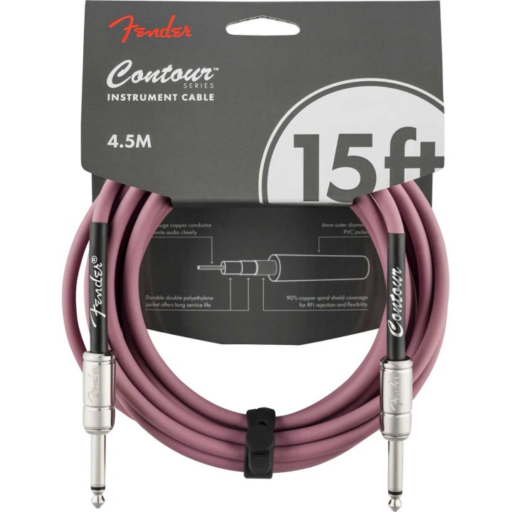 Fender 15ft Contour™ Series Instrument Cables, Burgundy Mist