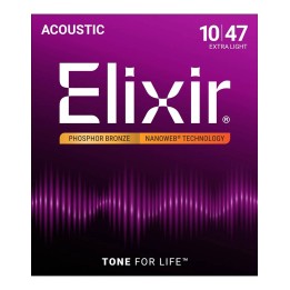 Elixir 16002 Phosphor Bronze with NANOWEB Acoustic Guitar Strings (10-47)