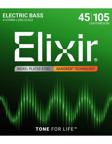 Elixir 14077, Long Scale 4 Set (.045-.105) Bass Strings