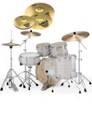 Pearl Export EXX, EXX705NNBR/C777, 5-Piece Drum Set with Hardware and Sabian SBr Cymbals Set, Slipstream White