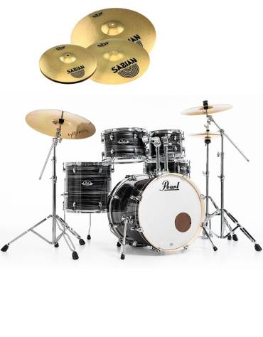 Pearl Export EXX, EXX705NNBR/C778, 5-Piece Drum Set with Hardware and Sabian SBr Cymbals Set, Graphite Silver Twist