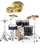 Pearl Export EXX, EXX705NNBR/C778, 5-Piece Drum Set with Hardware and Sabian SBr Cymbals Set, Graphite Silver Twist