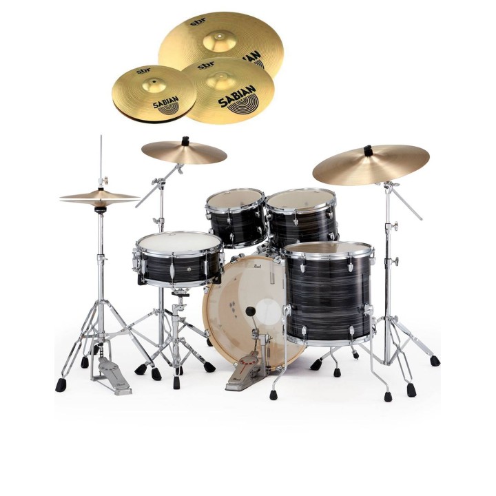 Pearl Export EXX, EXX705NNBR/C778, 5-Piece Drum Set with Hardware and Sabian SBr Cymbals Set, Graphite Silver Twist