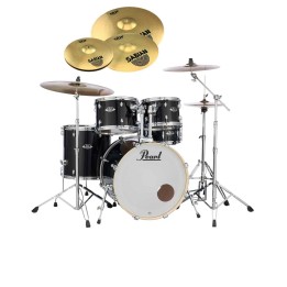 Pearl Export EXX, EXX725SNBR/C31, 5-Piece Drum Set with Hardware and Sabian SBr Cymbals Set, Jet Black