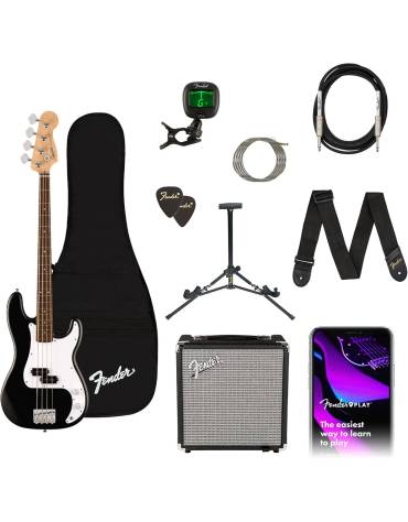 Squier Debut Series™ Precision Bass® Pack, Rumble 15 AMP, Indian Laurel Fingerboard, Black